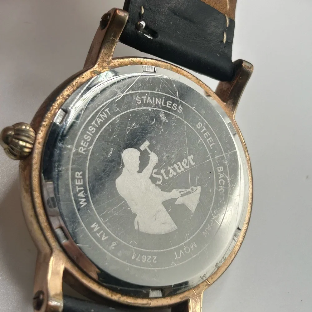 Stauer Buttonwood 42mm High Polished Rose Gold Fused Stainless Steel Watch 546
